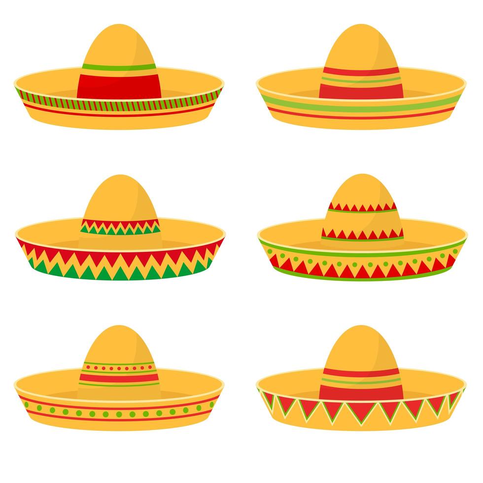 Illustrazione stabilita di progettazione di vettore del cappello messicano isolata su fondo bianco