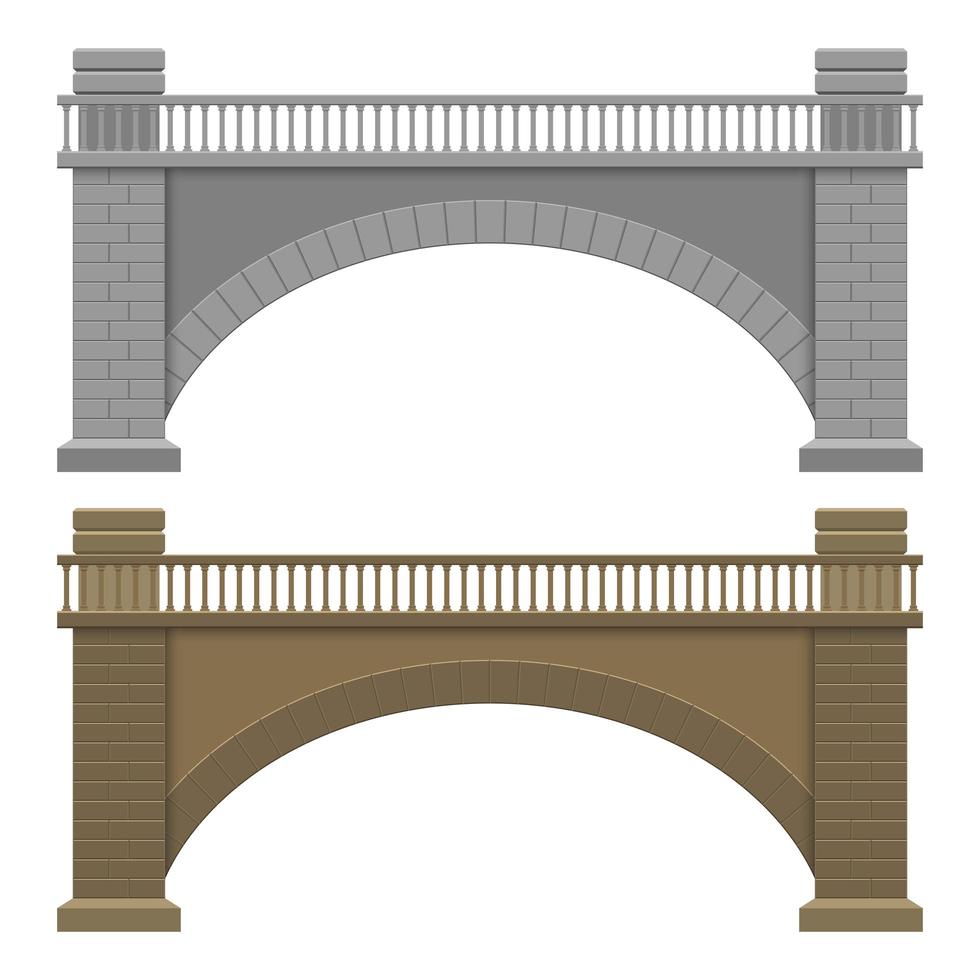 illustrazione di disegno vettoriale ponte di pietra isolato su priorità bassa bianca