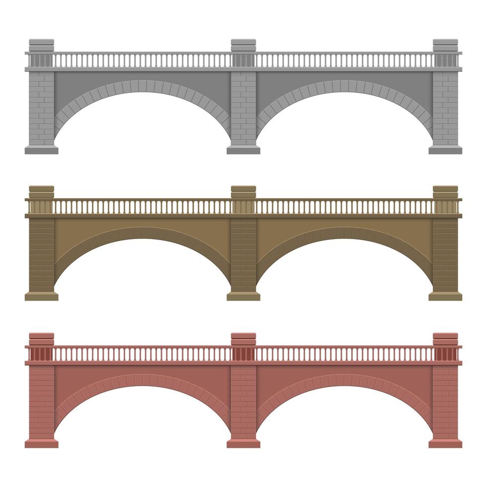 illustrazione di disegno vettoriale ponte di pietra isolato su priorità bassa bianca