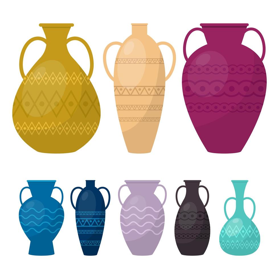 vaso set disegno vettoriale illustrazione isolato su sfondo bianco