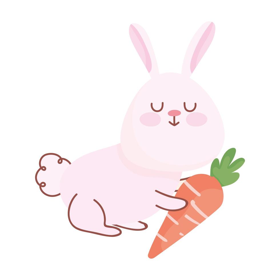 buona pasqua, simpatico coniglio con carota cartone animato vettore