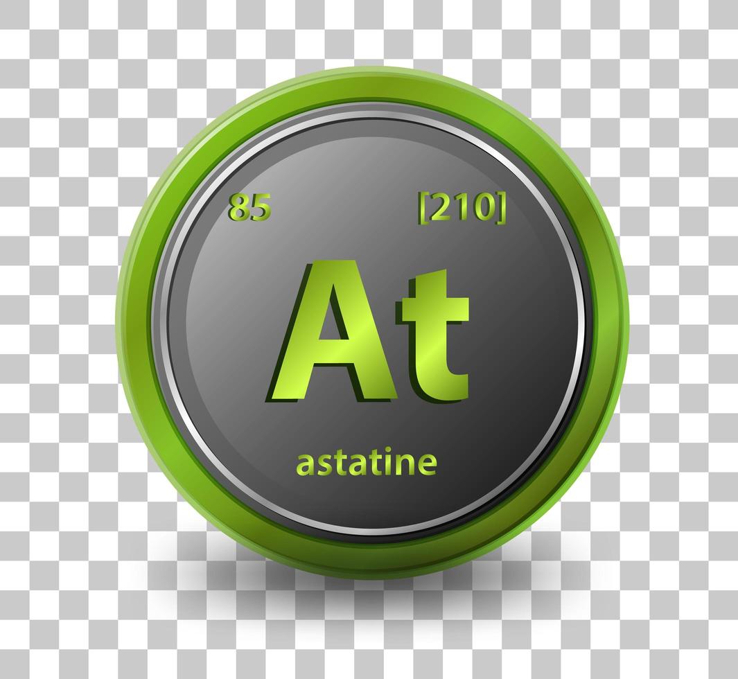 elemento chimico astato. simbolo chimico con numero atomico e massa atomica. vettore