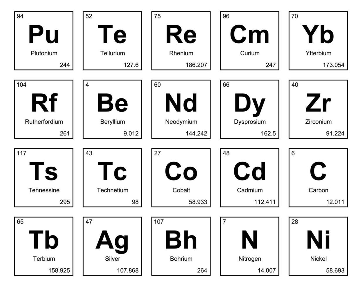 20 preiodico tavolo di il elementi icona imballare design vettore