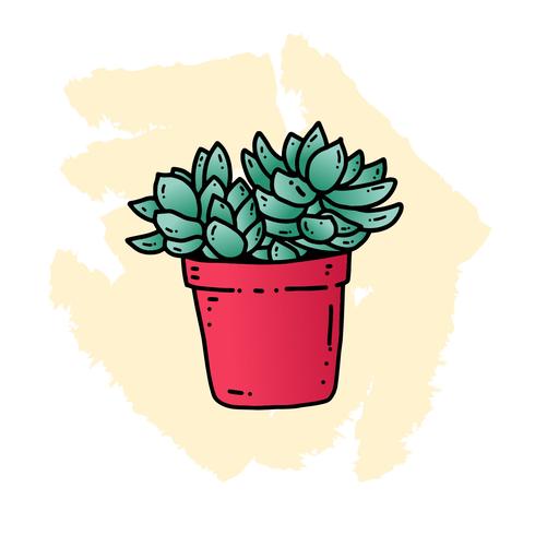 Stile disegnato a mano di succulente vettore