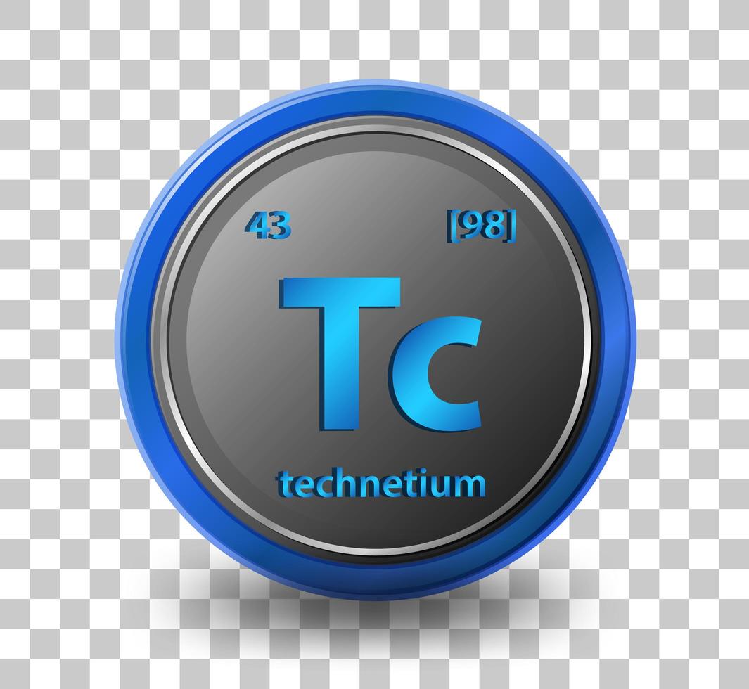elemento chimico del tecnezio. simbolo chimico con numero atomico e massa atomica. vettore