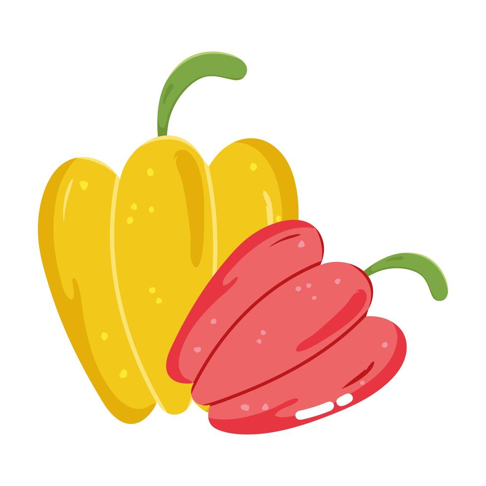cibo verdure fresche peperoni ingredienti menu cartone animato vettore