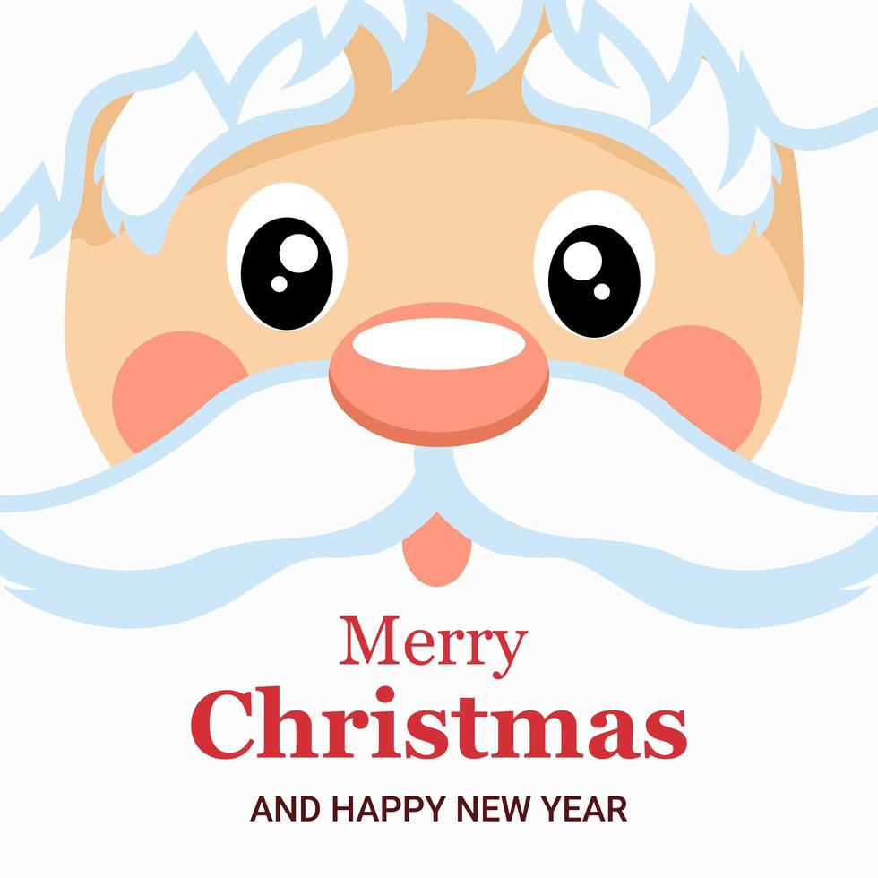 disegno di cartolina di Natale con la faccia di Babbo Natale vettore