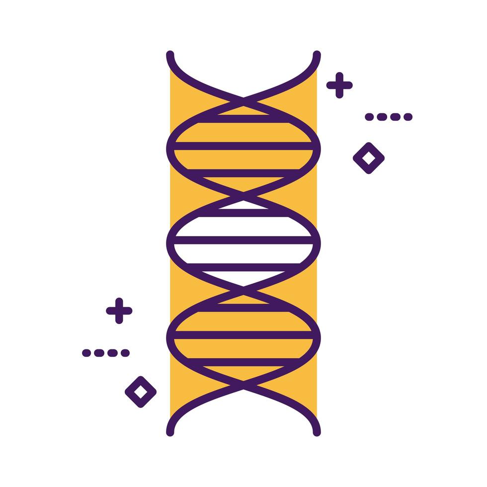 linea di simboli medici della molecola di DNA e stile di riempimento vettore