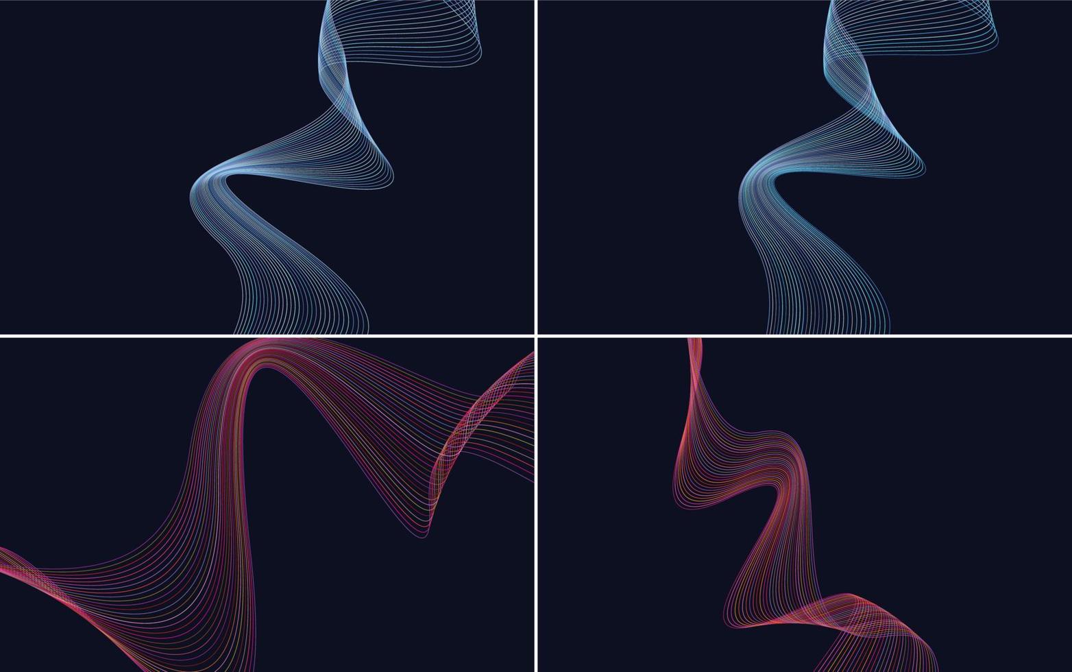 impostato di 4 geometrico onda modello sfondo astratto agitando linea vettore