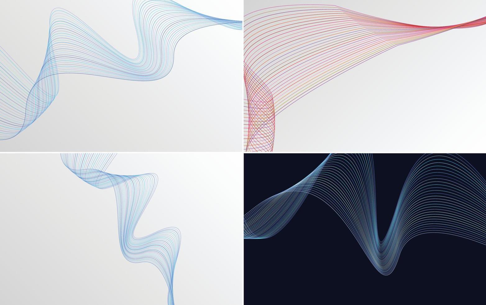 impostato di 4 geometrico onda modello sfondo astratto agitando linea vettore