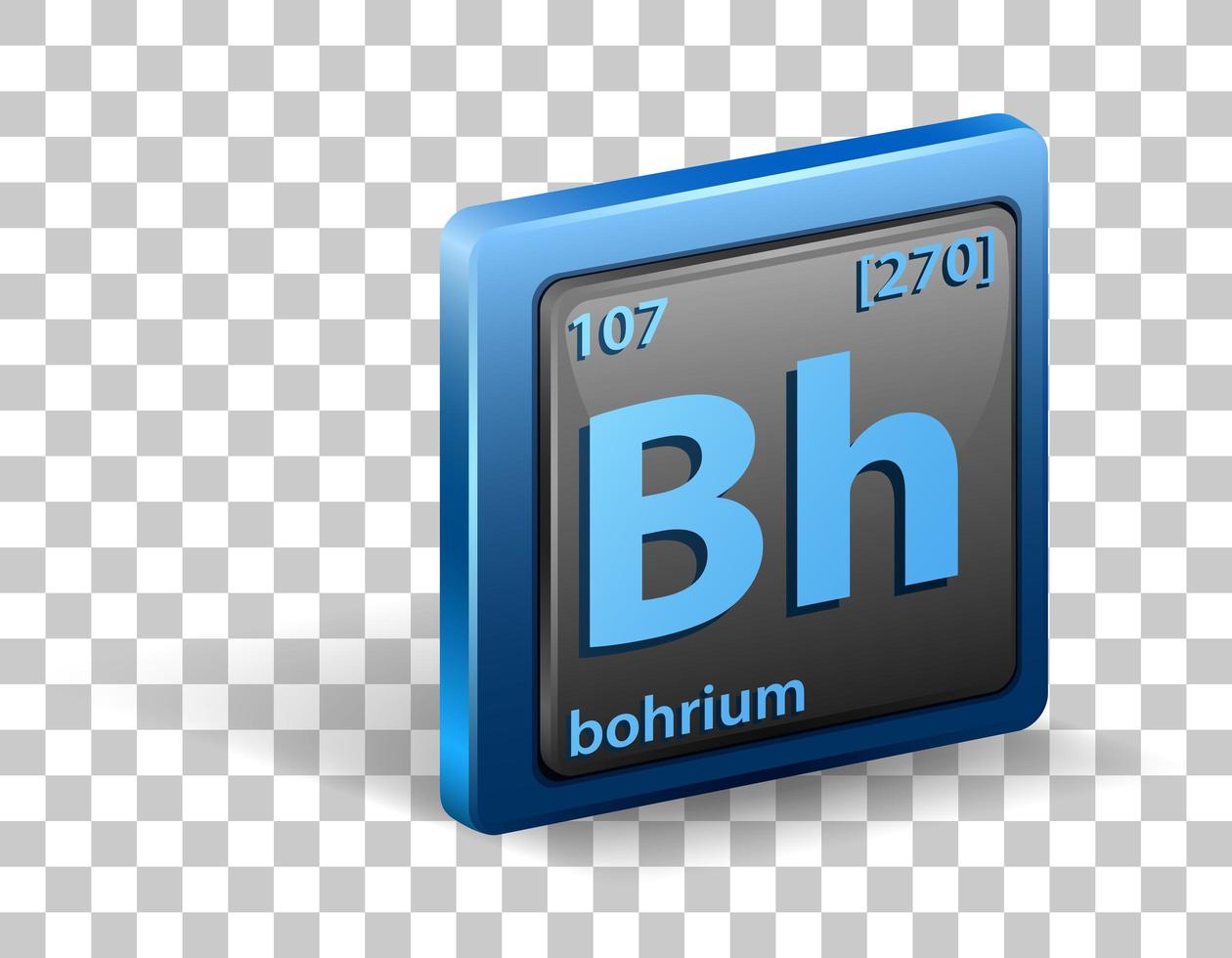 elemento chimico bohrium. simbolo chimico con numero atomico e massa atomica. vettore