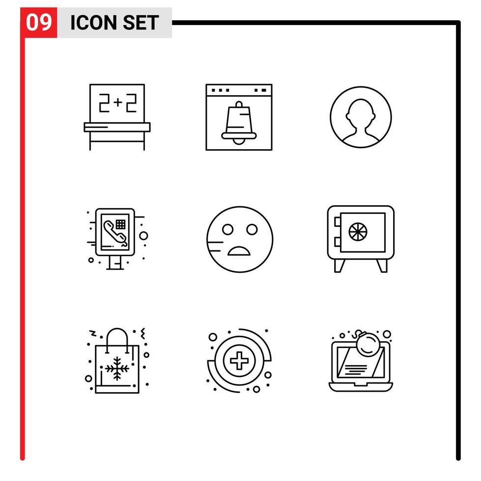9 utente interfaccia schema imballare di moderno segni e simboli di scuola triste avatar pubblico informazione modificabile vettore design elementi