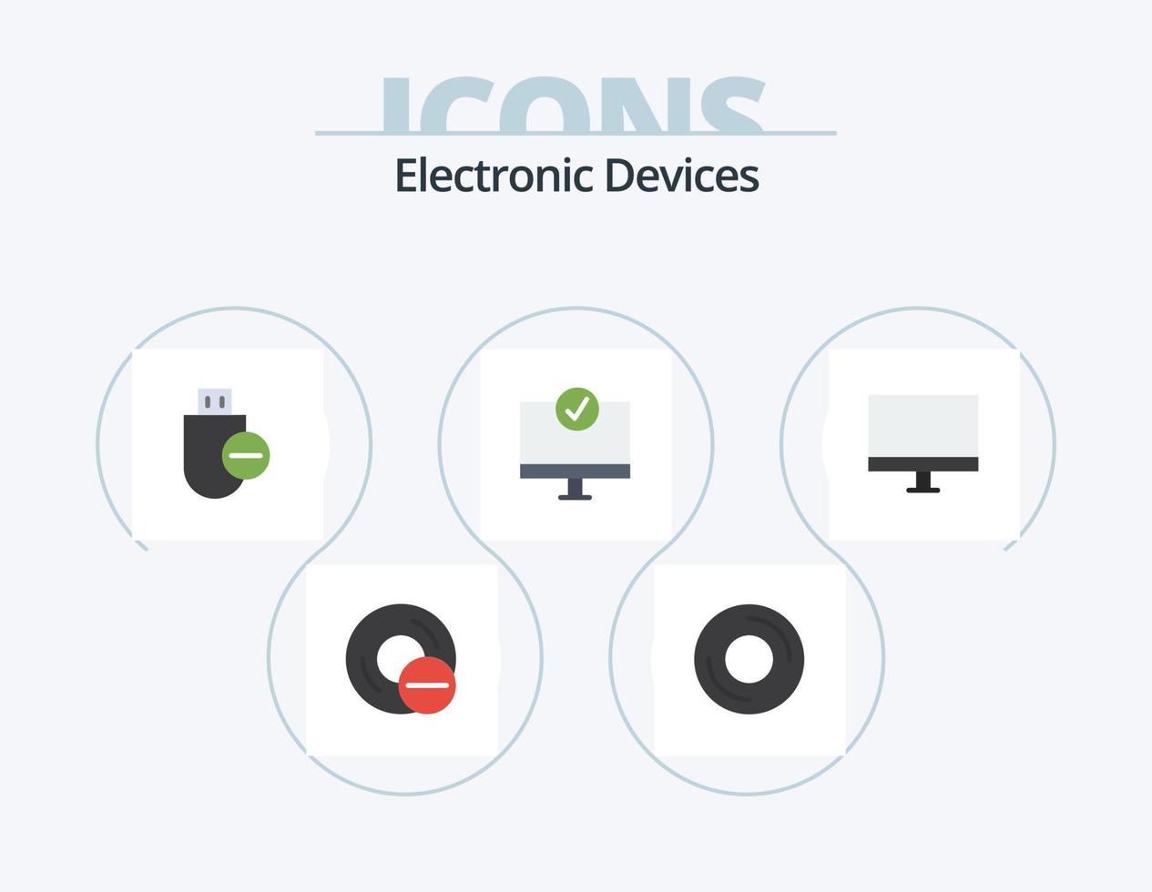 dispositivi piatto icona imballare 5 icona design. gadget. computer. rimuovere. hardware. dispositivi vettore