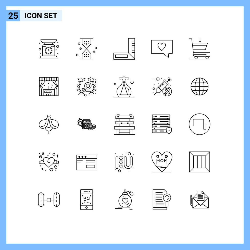 25 creativo icone moderno segni e simboli di shopping carrello aspettare Messaggio piace modificabile vettore design elementi
