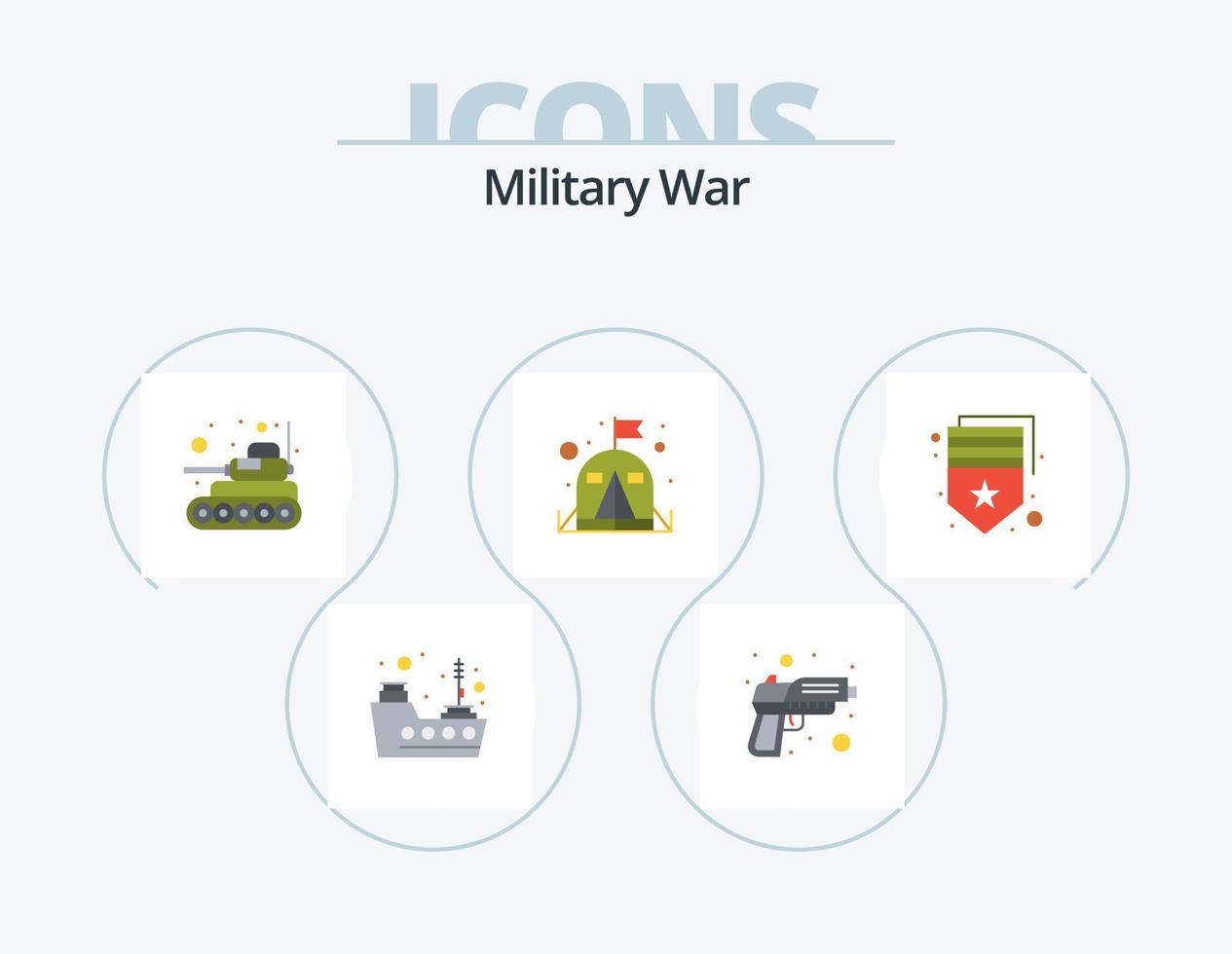militare guerra piatto icona imballare 5 icona design. esercito. tenda. militare. militare. esercito vettore