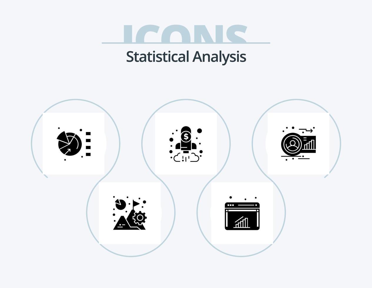 statistico analisi glifo icona imballare 5 icona design. obiettivo. grafico. ragnatela. attività commerciale. statistica vettore