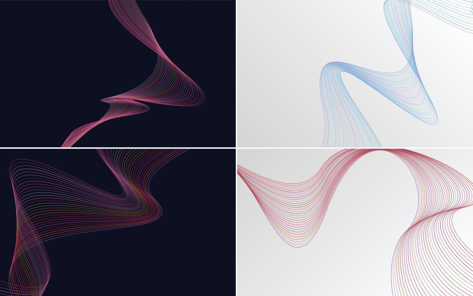 impostato di 4 geometrico onda modello sfondo astratto agitando linea vettore