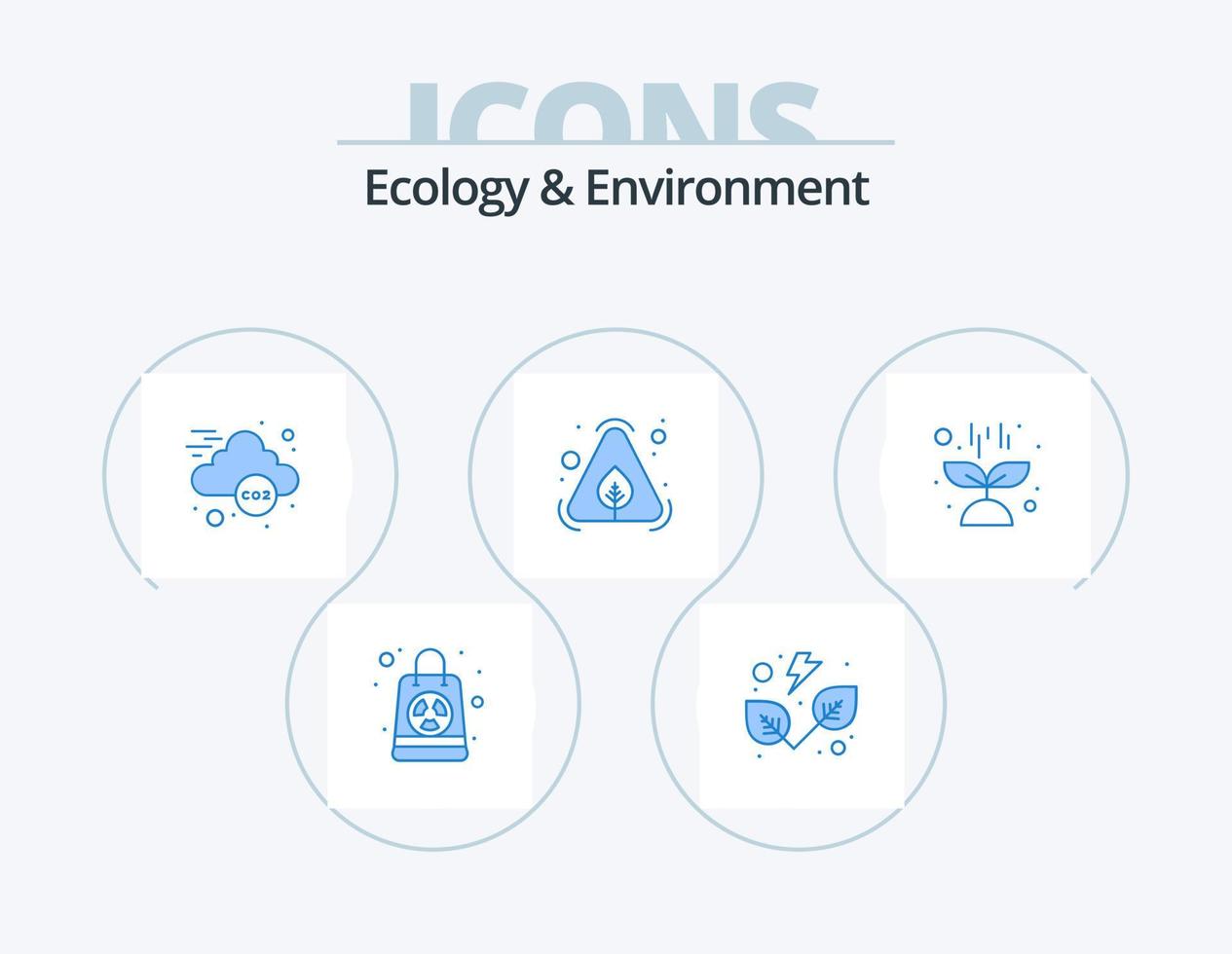 ecologia e ambiente blu icona imballare 5 icona design. scienza. natura. co ecologia. riciclare. spazzatura vettore