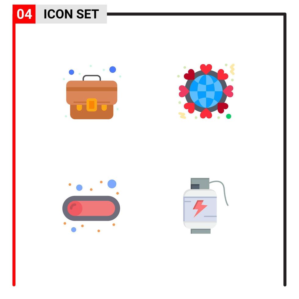 utente interfaccia imballare di 4 di base piatto icone di attività commerciale via Borsa piace interruttore modificabile vettore design elementi