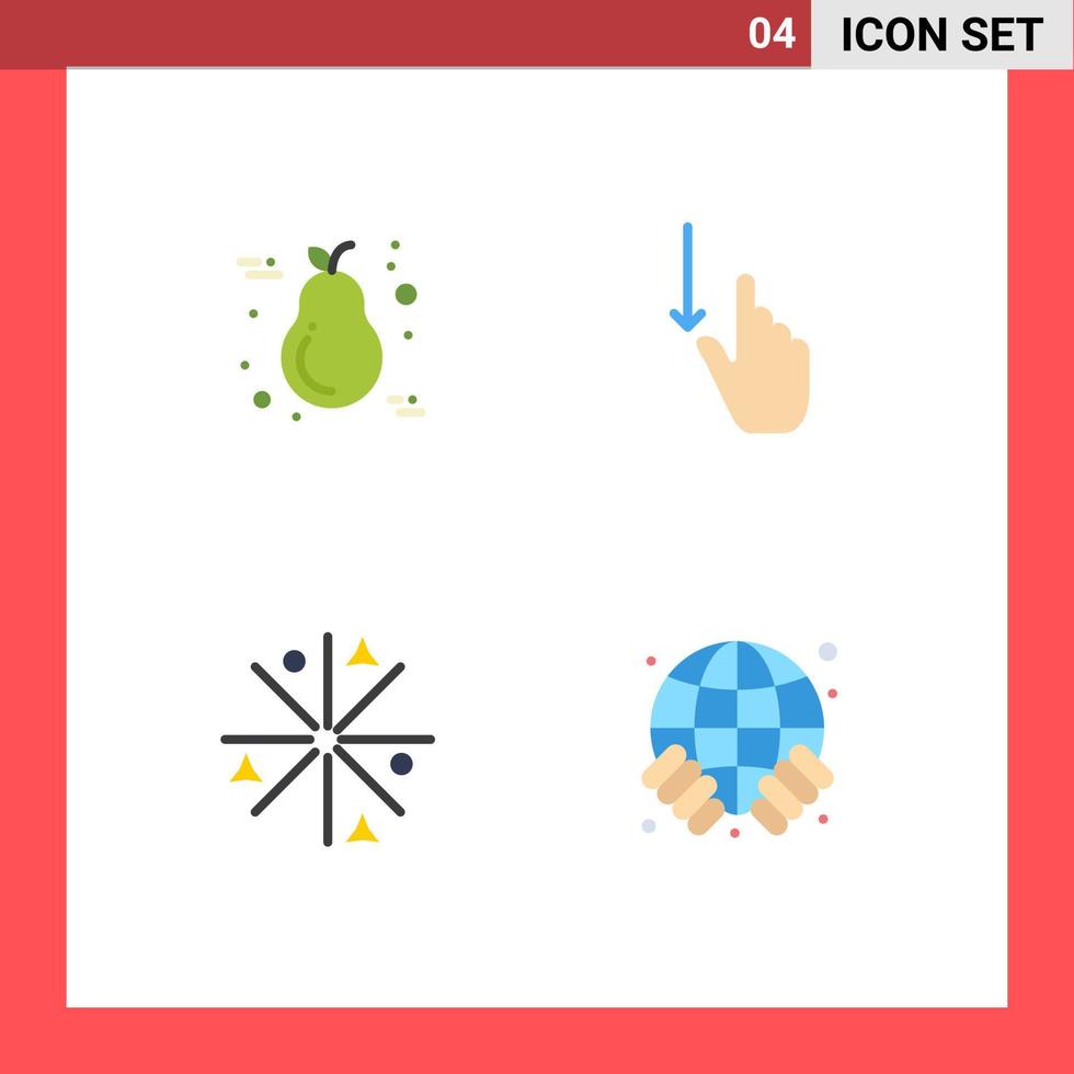 4 utente interfaccia piatto icona imballare di moderno segni e simboli di frutta mano candela dito fuoco modificabile vettore design elementi