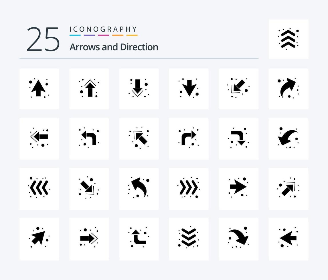 freccia 25 solido glifo icona imballare Compreso su. freccia. dritto. sinistra. freccia vettore