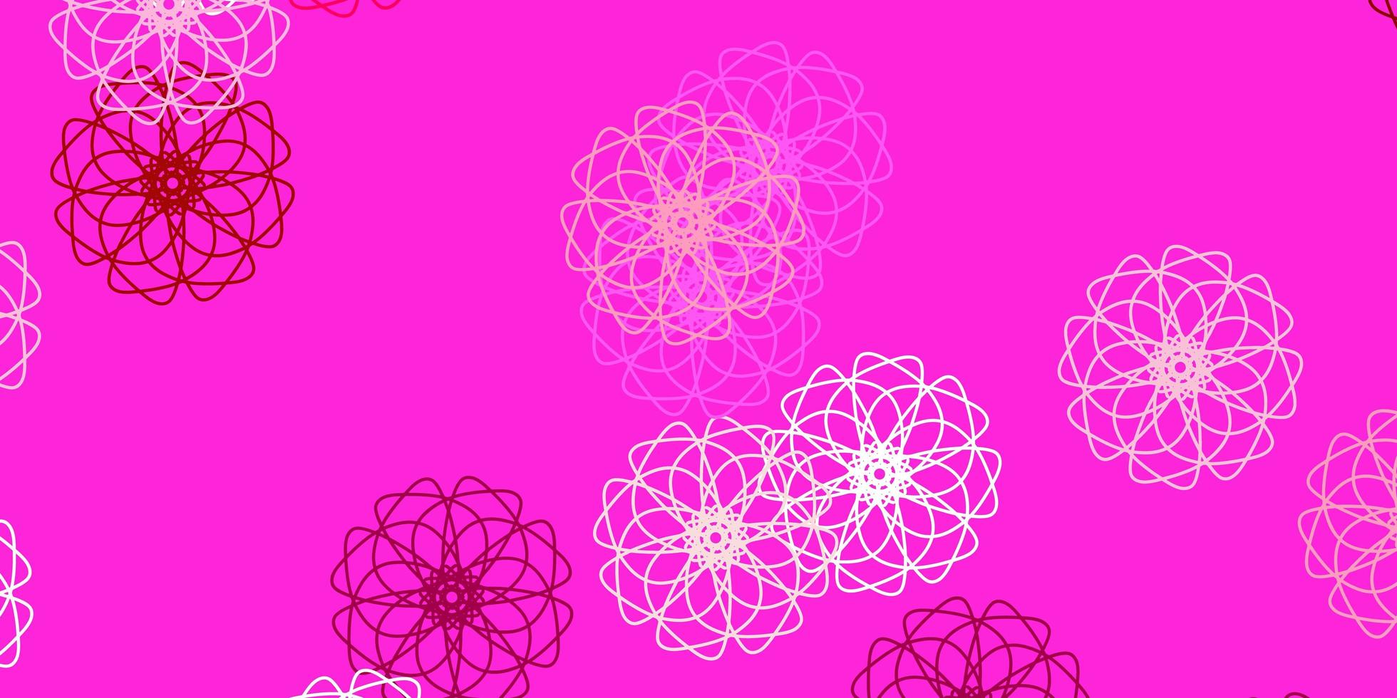 struttura di doodle di vettore rosa chiaro con fiori.