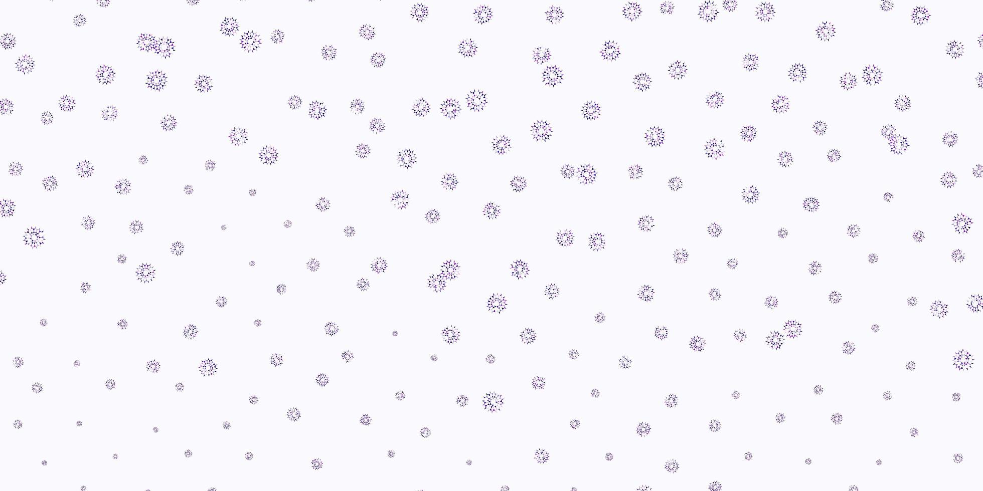 sfondo doodle vettoriale viola chiaro, rosa con fiori.
