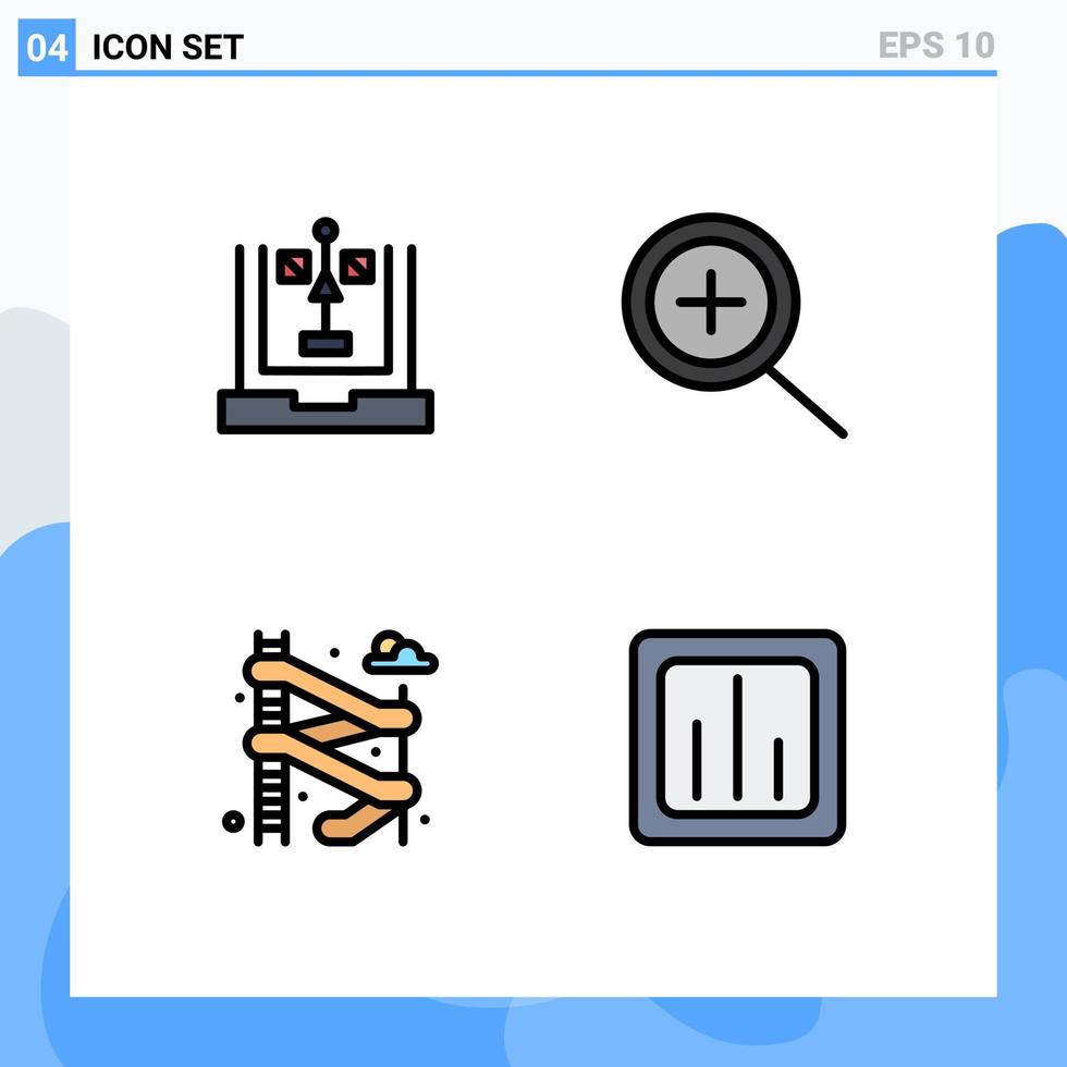 impostato di 4 moderno ui icone simboli segni per codifica parco diagramma di flusso Ingrandisci grafico modificabile vettore design elementi