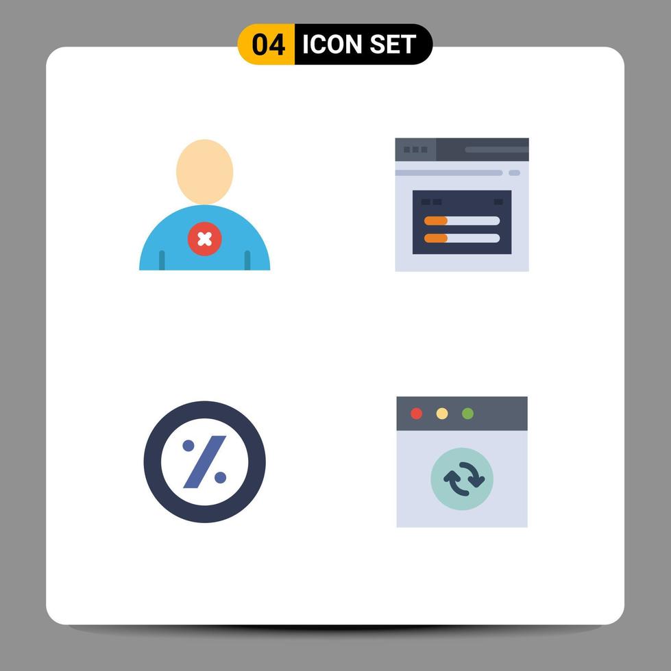 4 universale piatto icone impostato per ragnatela e mobile applicazioni Elimina prezzo Internet sito web Mac modificabile vettore design elementi