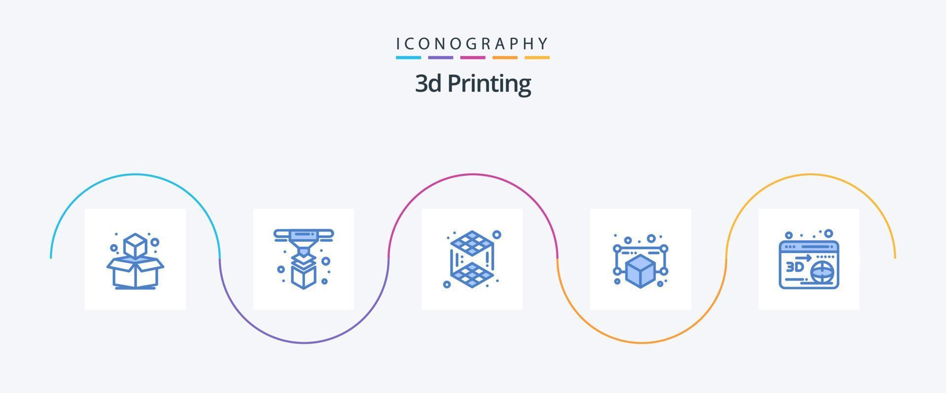 3d stampa blu 5 icona imballare Compreso punto. modello. . gadget. vettore