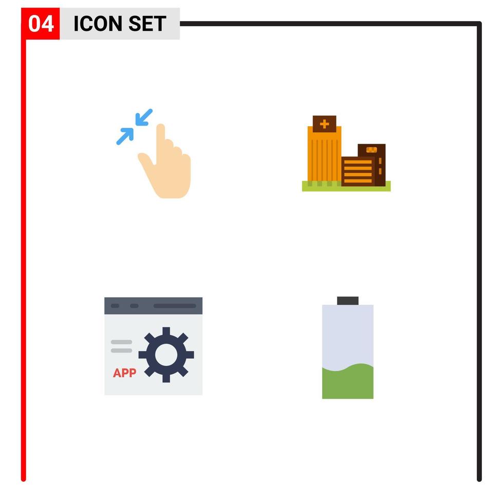 moderno impostato di 4 piatto icone e simboli come come contrarre ufficio pizzico tenuta codifica modificabile vettore design elementi