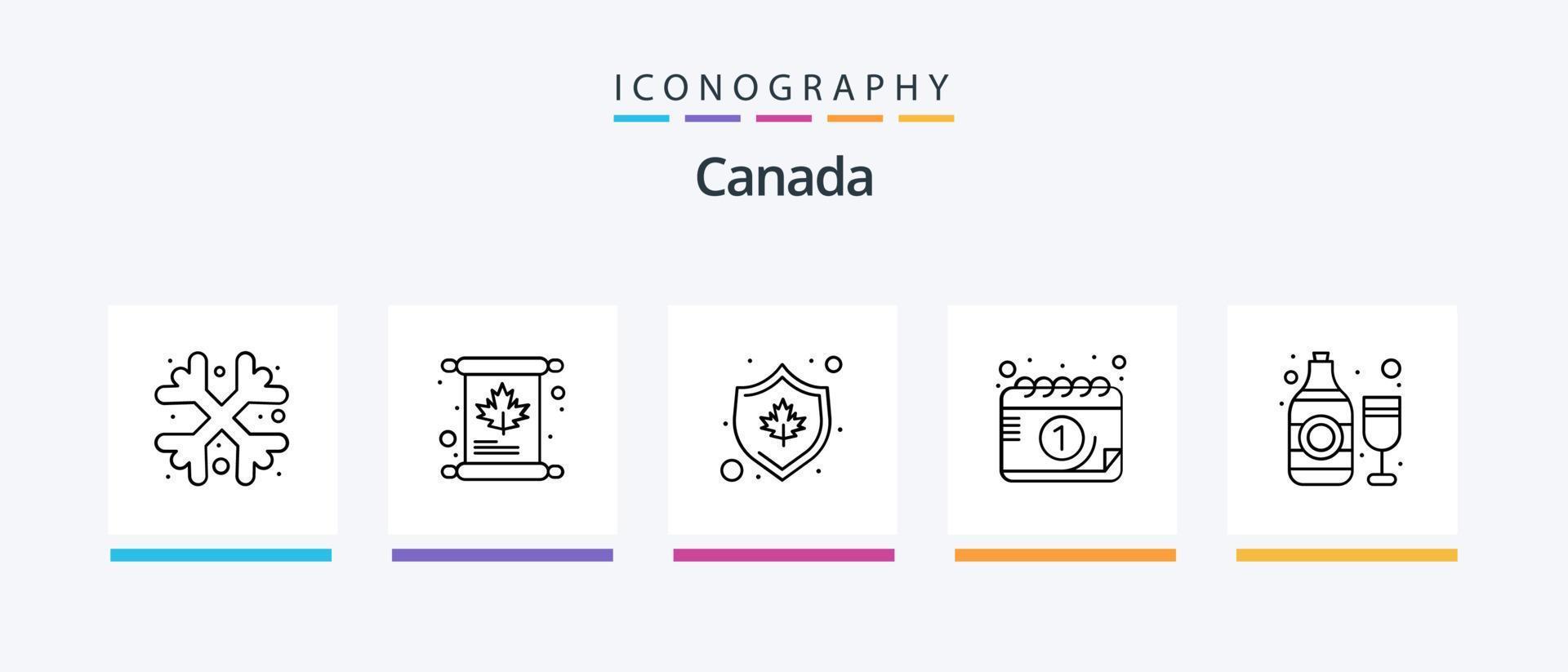 Canada linea 5 icona imballare Compreso ferris. Canada foglia. carta. medaglia. premio. creativo icone design vettore