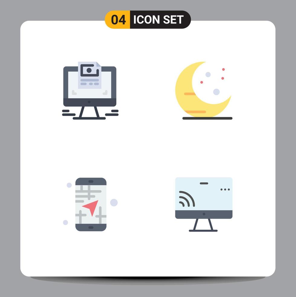 azione vettore icona imballare di 4 linea segni e simboli per schermo carta geografica sito web notte viaggio modificabile vettore design elementi