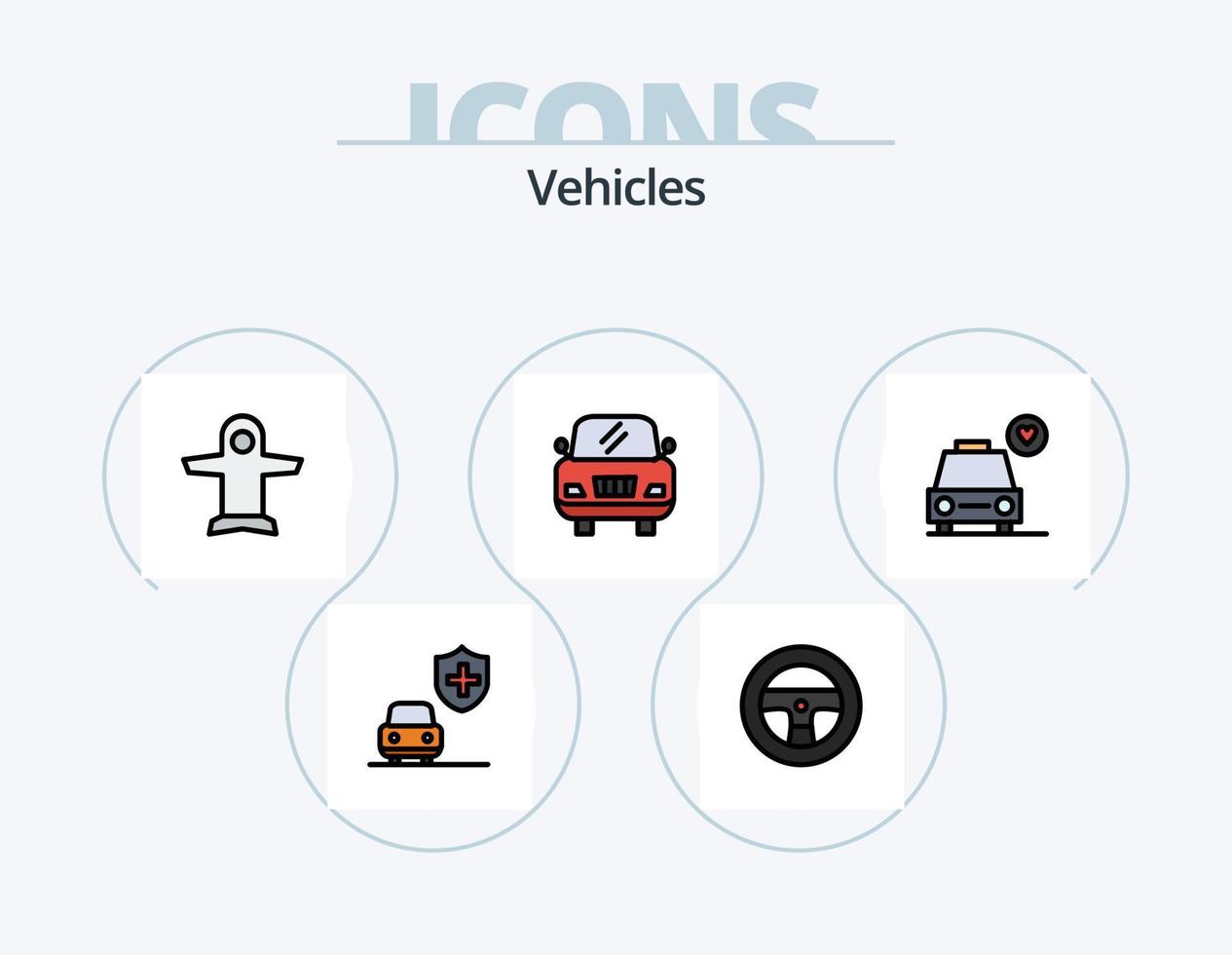 veicoli linea pieno icona imballare 5 icona design. . volare. trasporto. macchina. via vettore