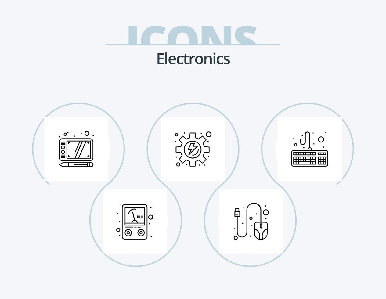 elettronica linea icona imballare 5 icona design. . microfono. PRESA. microfono. USB vettore