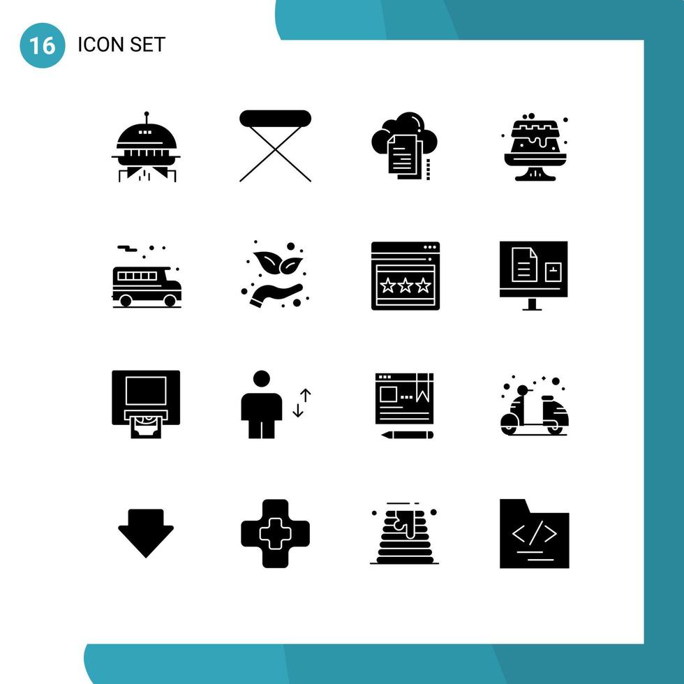 impostato di 16 commerciale solido glifi imballare per scuola torta dati dolce documento modificabile vettore design elementi