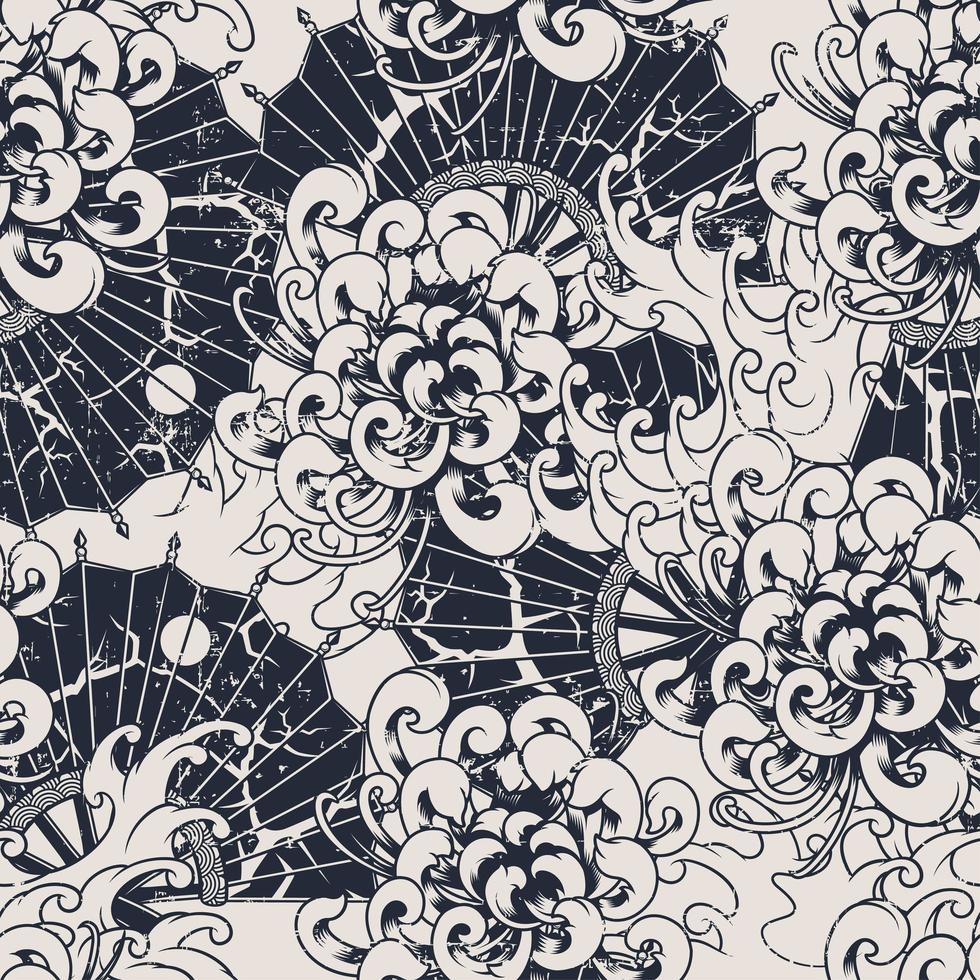 monocromatico vettore seamless pattern con crisantemi.