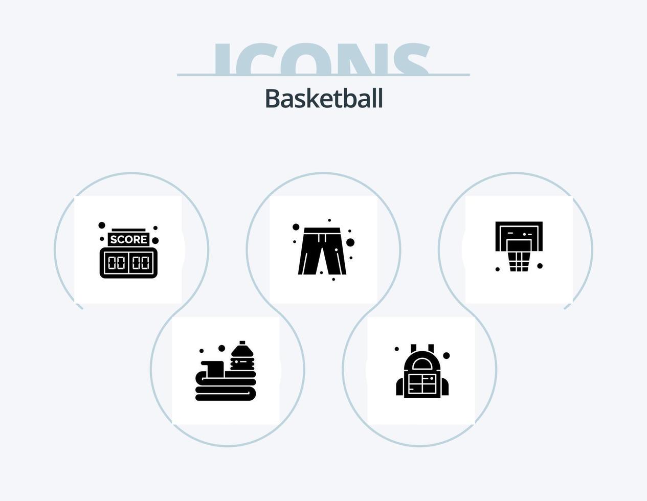 pallacanestro glifo icona imballare 5 icona design. cerchio. cestino. tavola. giocatore vestire. Abiti vettore