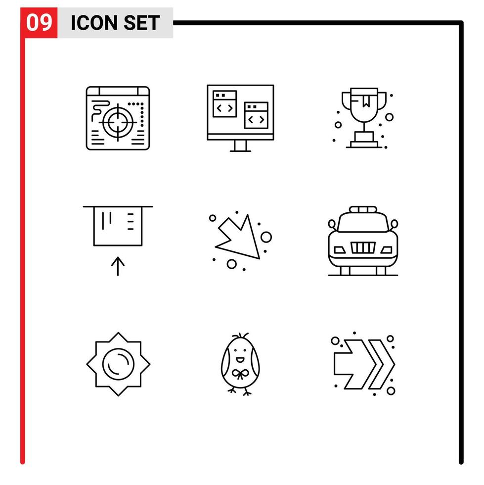 9 creativo icone moderno segni e simboli di auto giù in linea freccia credito carta modificabile vettore design elementi