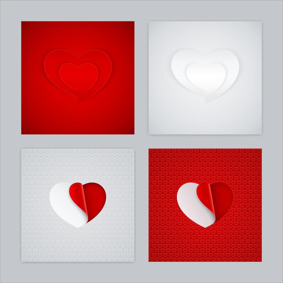 cuore forme carta tagliata adesivi amore concept design set vettore