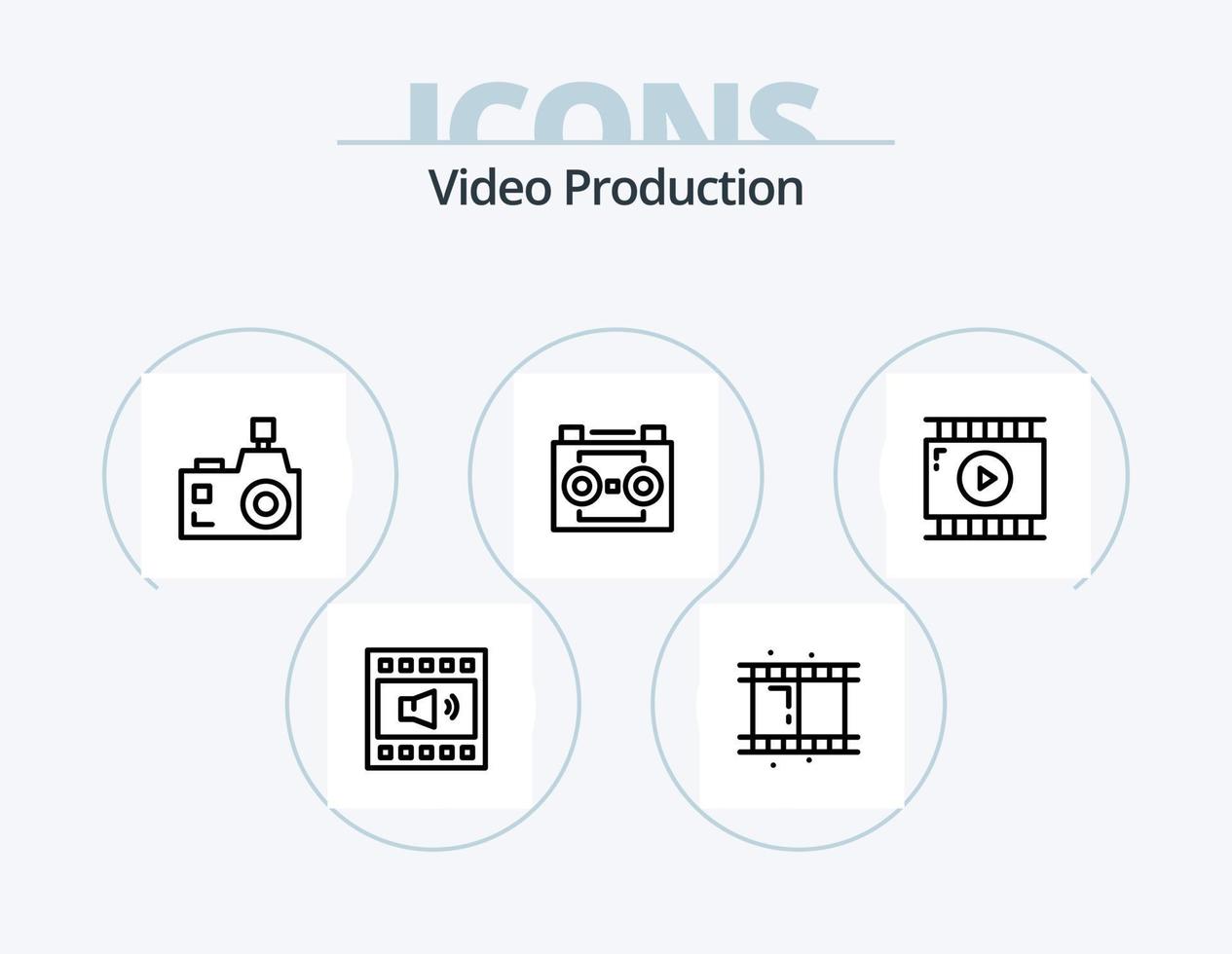 video produzione linea icona imballare 5 icona design. Aperto volume. amplificatore. nastro bobina. professionale artista. celebrità vettore