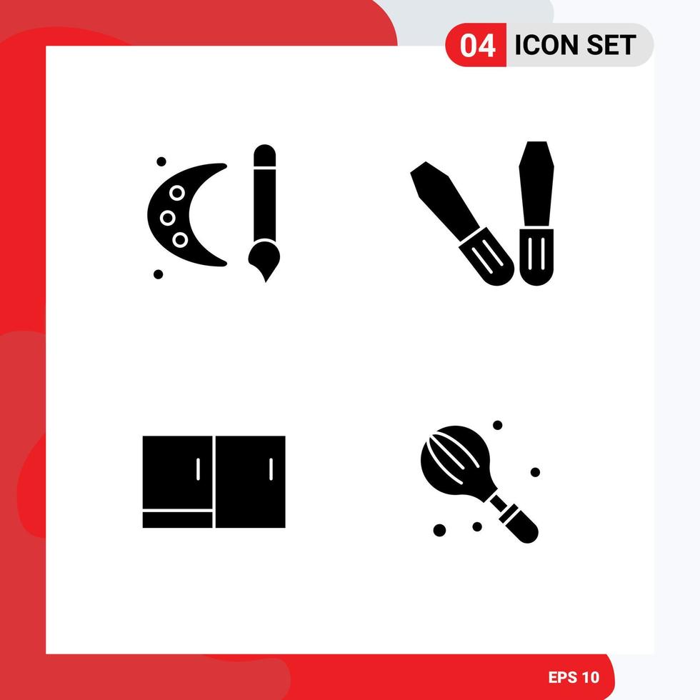 4 creativo icone moderno segni e simboli di arte mobilia pittura spazzola utensili cottura al forno modificabile vettore design elementi