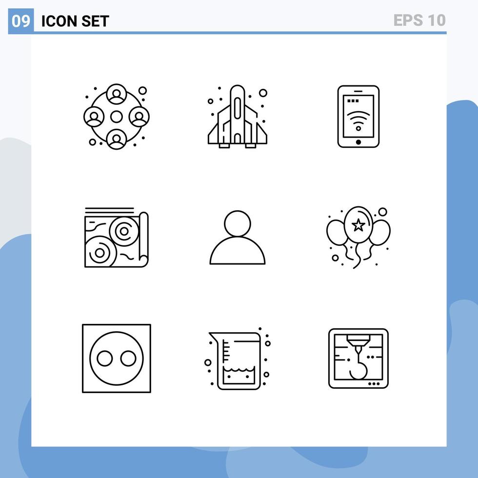 schema imballare di 9 universale simboli di avatar viaggio mobile guida carta geografica modificabile vettore design elementi