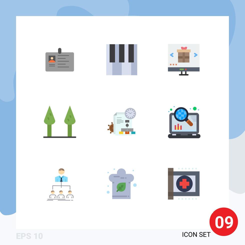 mobile interfaccia piatto colore impostato di 9 pittogrammi di tempo asparago musica shopping Internet modificabile vettore design elementi