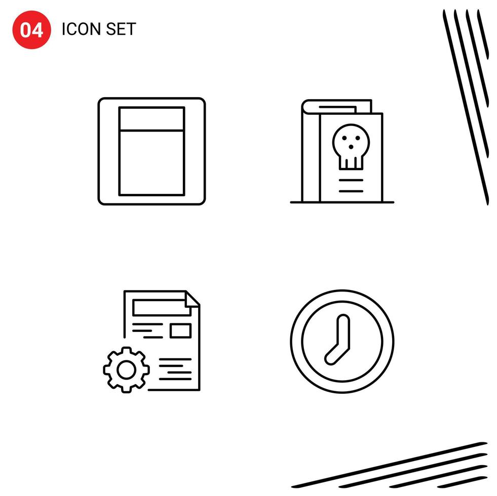 impostato di 4 moderno ui icone simboli segni per leggero profilo libro Halloween config modificabile vettore design elementi