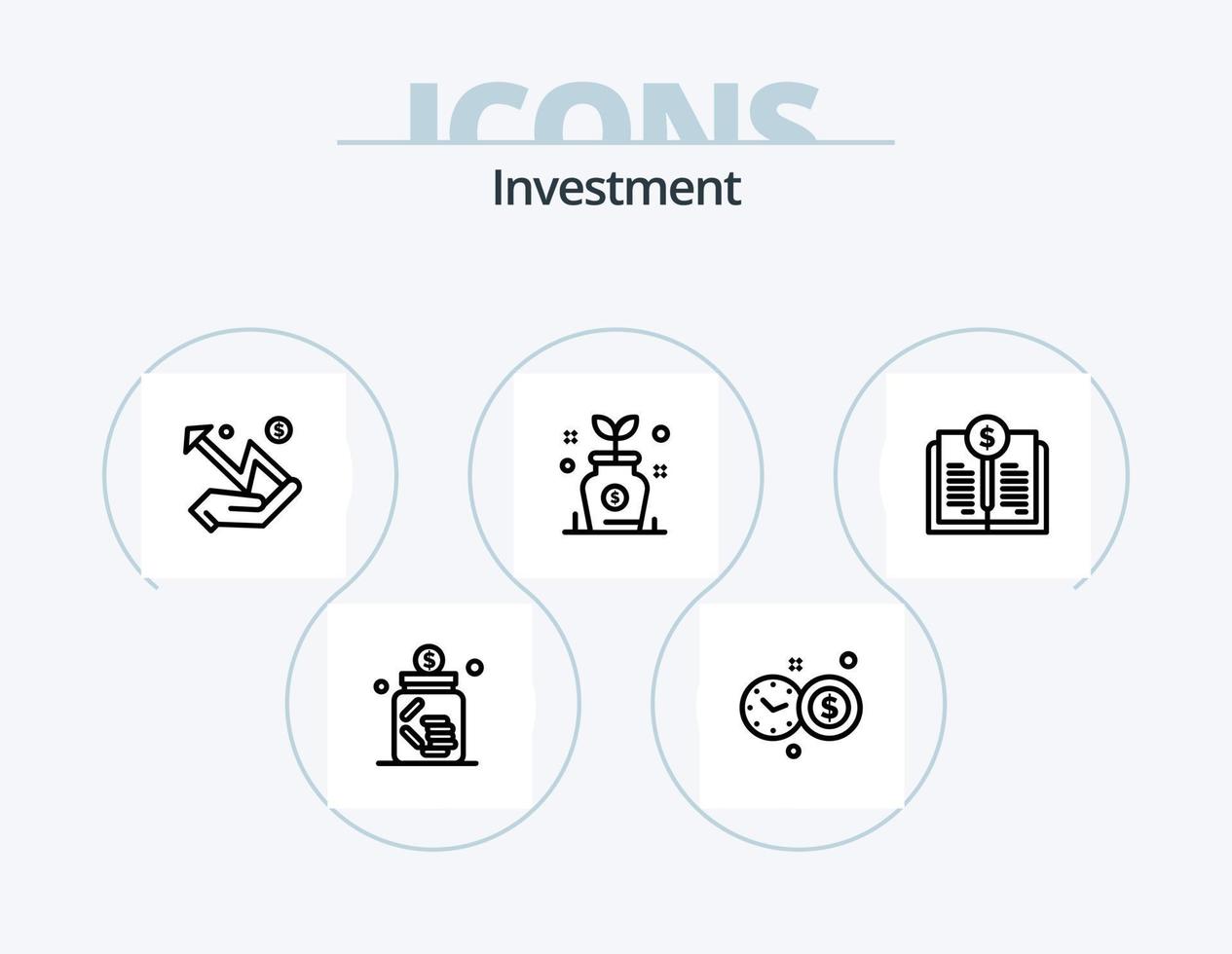 investimento linea icona imballare 5 icona design. crescita. attività commerciale. bilancio. statistica. grafico vettore