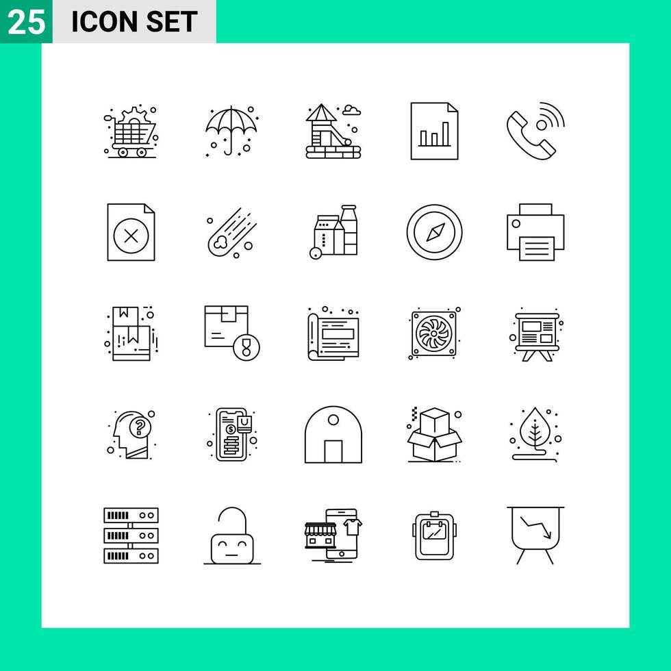 25 universale Linee impostato per ragnatela e mobile applicazioni arrivo contatto cursore chiamata documento modificabile vettore design elementi