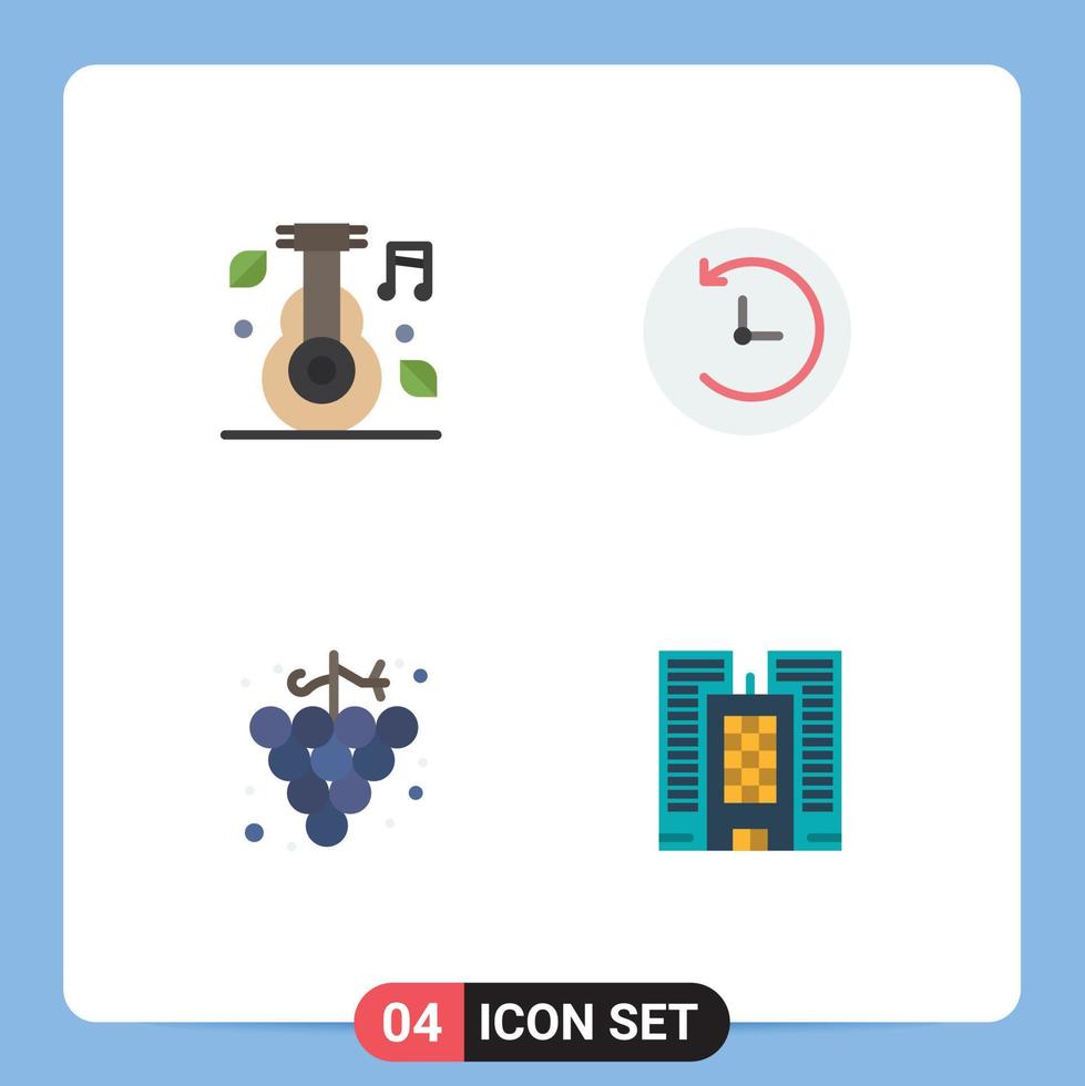 impostato di 4 moderno ui icone simboli segni per alternativa frutta medicina orologio edificio modificabile vettore design elementi