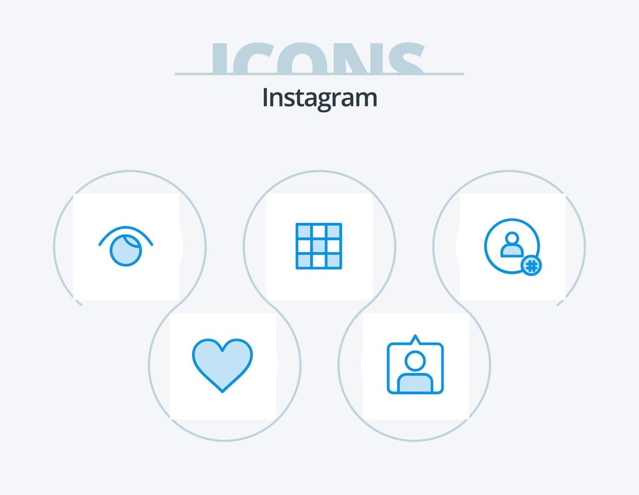 instagram blu icona imballare 5 icona design. tweet. Seguire. Visualizza. imposta. galleria vettore