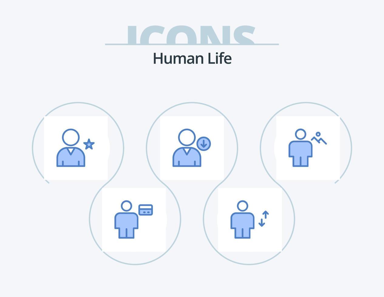 umano blu icona imballare 5 icona design. avatar. prossimo. umano. fuori uso. stella vettore